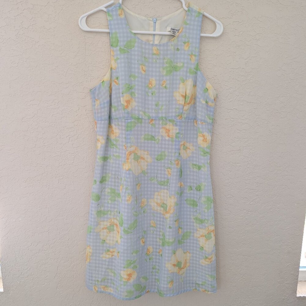 Vintage Rampage 90's Mini Dress Gingham Butter Yellow Size 9